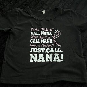 Black Graphic Tee with Nana Print